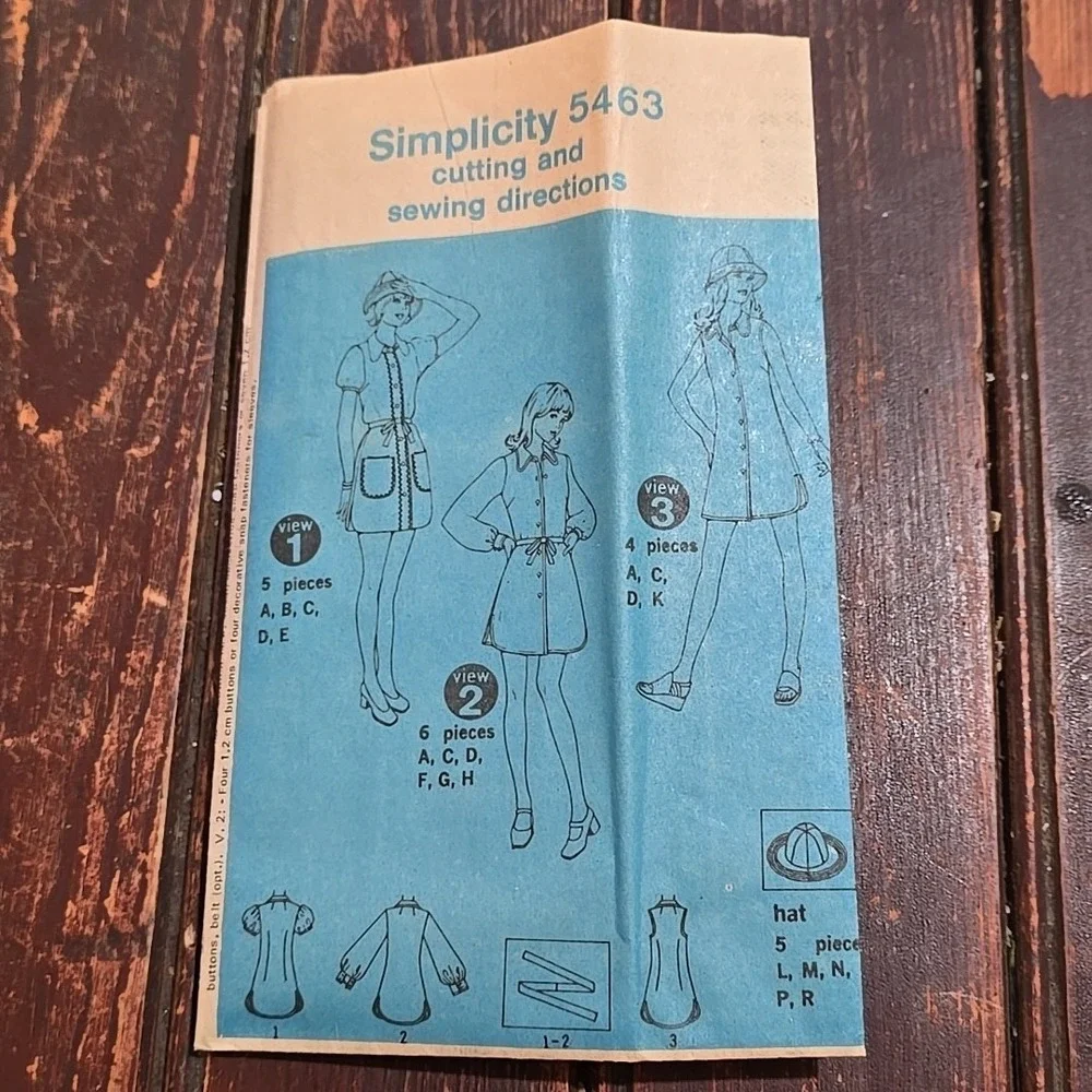 VTG 70s Simplicity 5463 Misses‎ Shirt Dress Sewing Pattern Sz 8 Bust 31.5 Cut